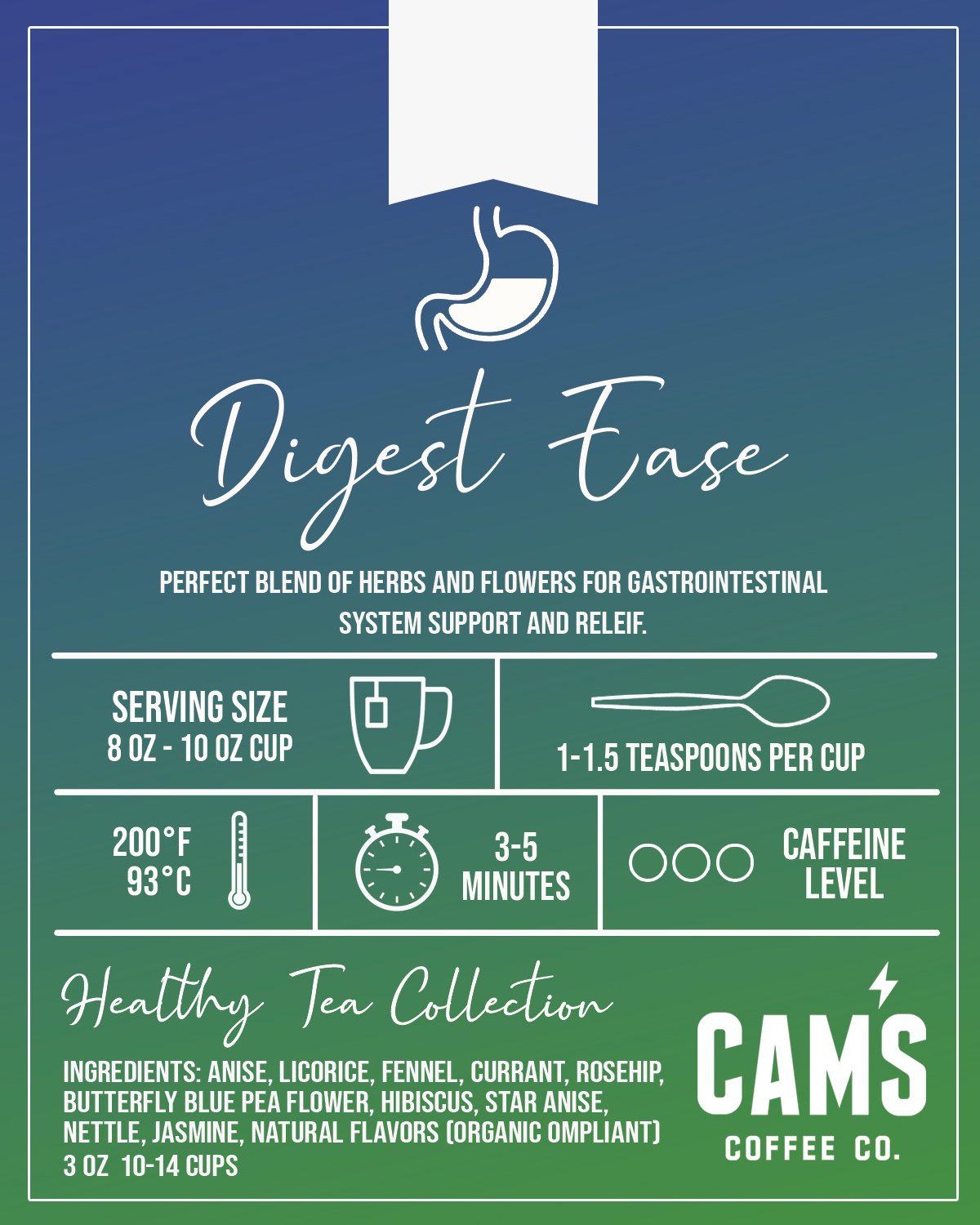 Digest Ease Tea - Herbal Tea For Digestion | Cam's Coffee Co.